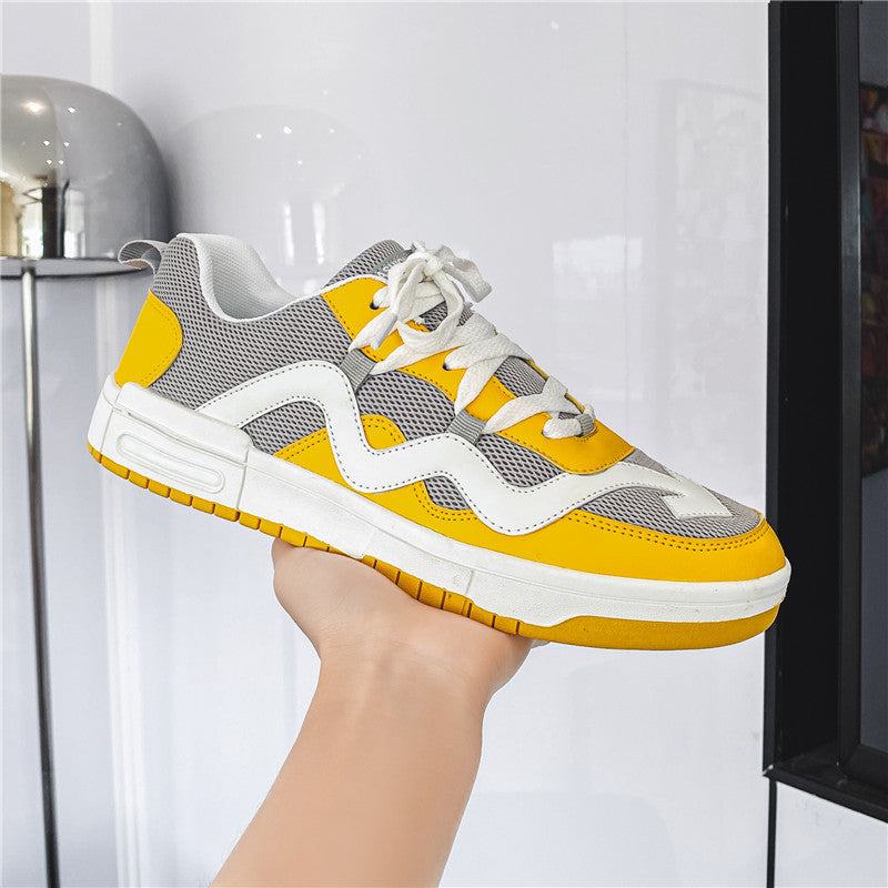 Las Zapatillas 026-Amarillo son ideales para actividades deportivas gracias a sus suelas antideslizantes. Estas zapatillas de cuero sintético y malla de nylon son transpirables, para un ajuste cómodo, además de tener un look elegante y deportivo. ¡Perfecciona tu estilo con esta última tendencia en calzado deportivo!