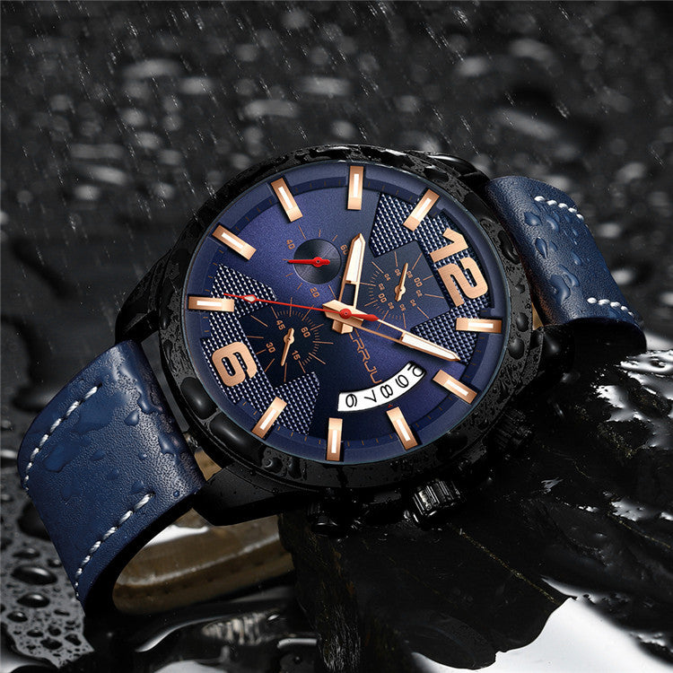 El 2285- Azul es el reloj perfecto para toda ocasión. Está hecho con excelentes materiales: negro carbon y estilo de hebilla. La pantalla analógica y la retroiluminación garantizan la visibilidad, mientras que la resistencia al agua de hasta 30 mts lo hacen fuerte. Se presenta en un estilo deportivo militar con cronógrafo y fechador para hombre.