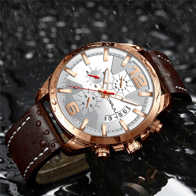 El 2285-Cafe es el reloj perfecto para toda ocasión. Está hecho con excelentes materiales: chocolate, oro rosa y estilo de hebilla. La pantalla analógica y la retroiluminación garantizan la visibilidad, mientras que la resistencia al agua de hasta 30 mts lo hacen fuerte. Se presenta en un estilo deportivo militar con cronógrafo y fechador para hombre.