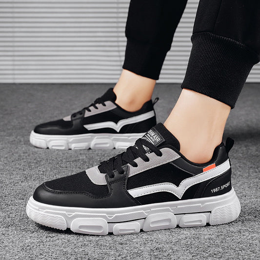 Las zapatillas AK02- Negro combinan imitación de cuero y piel con amarre clásico para un ajuste cómodo, suela con resistencia al desgaste, respirabilidad y suavidad. Estas zapatillas deportivas casuales están diseñadas para adaptarse a cualquier estación del año con sus lindas combinaciones de colores y están equipadas con suela ligera y equilibrada para cuidar los pies, además de ofrecer estilo y confort.